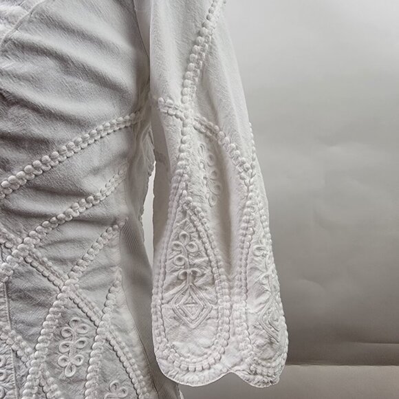 Gretty Zueger White Embroidered Button Down Top Size S - Picture 7 of 16